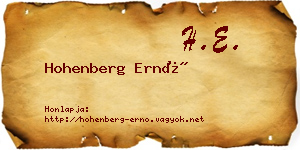 Hohenberg Ernő névjegykártya